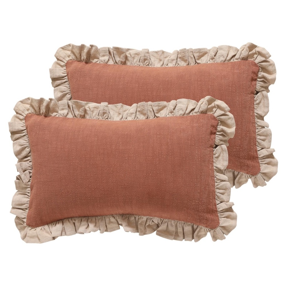 New In Bag Brown And Tan Rectangle Pillow Cover Set of Two